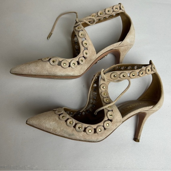 Aquazzura Shoes - Aquazzura Firenze beige suede vero Cuoio sandals heels 36/6 Italy made